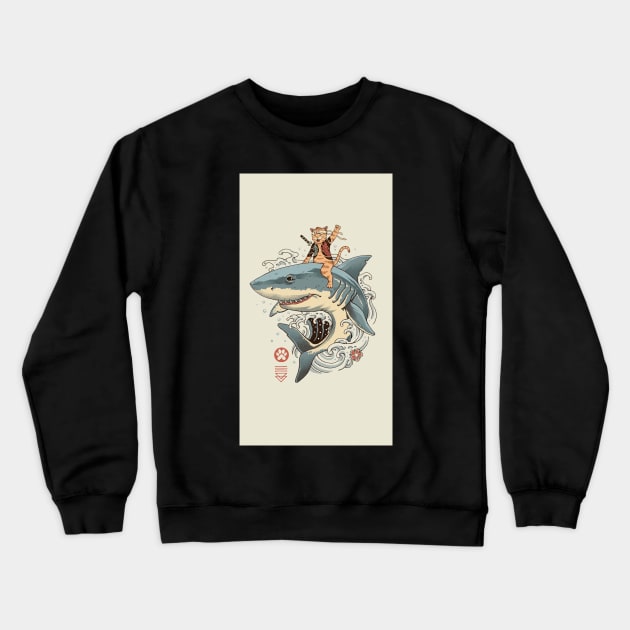 Cat riding a shark Crewneck Sweatshirt by Dawaly